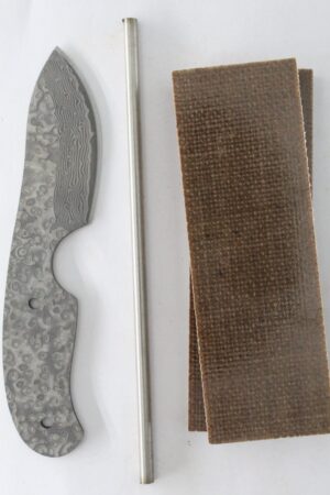 San Mai Damascus Drop Point Skinner - KNIFE MAKING KIT SC2 - BURLAP MICARTA