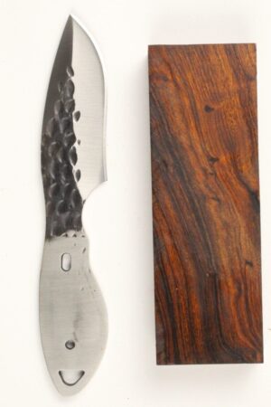 Otter skinner knife kit with hammered 440C blade and ironwood handle scales