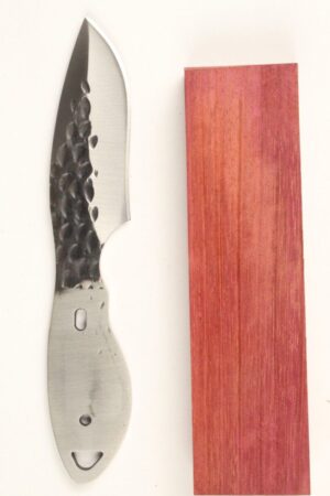 Otter skinner knife kit with hammered 440C blade and purpleheart handle scales