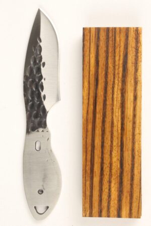 Otter skinner knife kit with hammered 440C blade and zebrawood handle scales