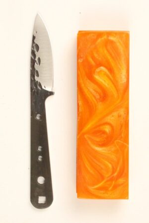 Stockman’s All Around Blade - HAMMERED - SCF357 - KNIFE KIT - ORANGE RESIN