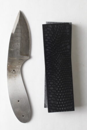 Iron Serpent Damascus knife kit DM719 with patterned steel blade ready for assembly
