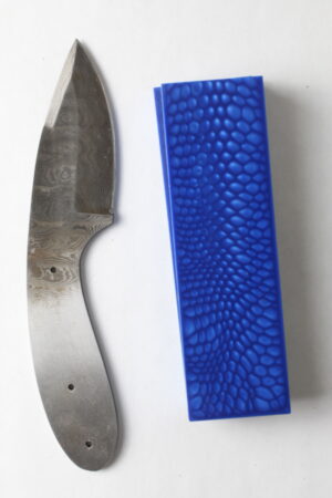 Iron Serpent Damascus knife kit DM719 with patterned steel blade ready for assembly