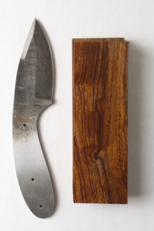 Iron Serpent Damascus knife kit DM719 with patterned steel blade ready for assembly