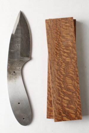 Iron Serpent Damascus knife kit DM719 with patterned steel blade ready for assembly