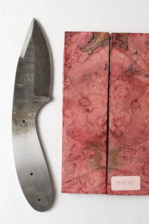 Iron Serpent Damascus knife kit DM719 with patterned steel blade ready for assembly
