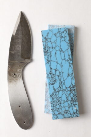 Iron Serpent Damascus knife kit DM719 with patterned steel blade ready for assembly