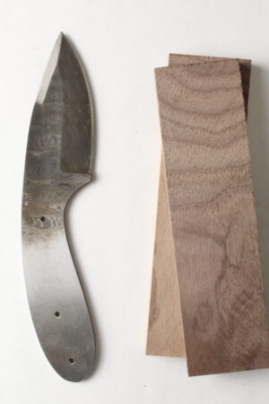 Iron Serpent Damascus knife kit DM719 with patterned steel blade ready for assembly