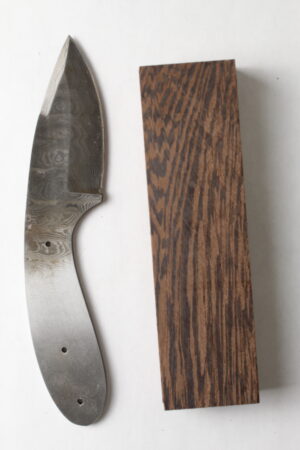 Iron Serpent Damascus knife kit DM719 with patterned steel blade ready for assembly
