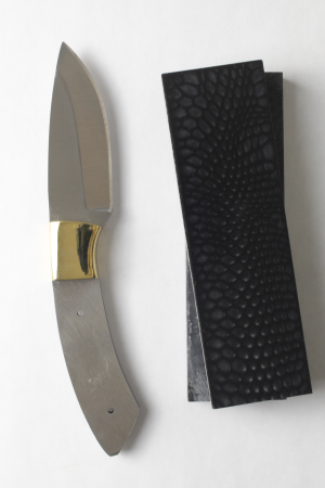 Onyx drop point knife kit with 440C blade and black dragon resin handle scales