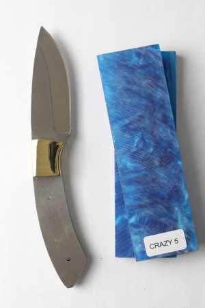 Onyx drop point knife kit with 440C blade and Crazy waves resin #5 handle scales
