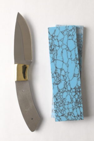 Onyx drop point knife kit with 440C blade and Reconstituted Turquoise handle scales