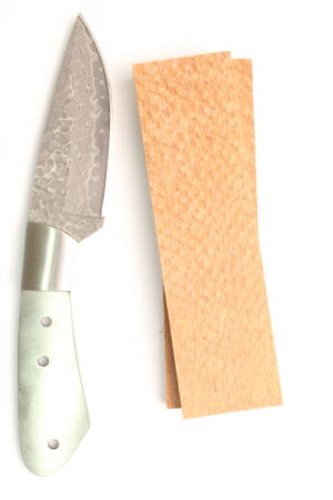 Damascus Knife Kit – San Mai Drop Point Skinner DIY Knife Making Kit LEOPARDWOOD HANDLES