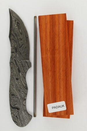 Damascus knife kit with clip point Damascus steel blade with padauk