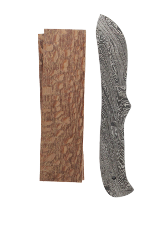 The Utah Skinner Damascus Knife Kit DM909 – Random Pattern Steel DIY Kit - Leopardwood handles