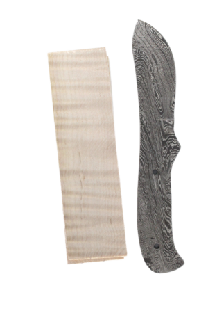 Damascus knife kit with tiger maple handle