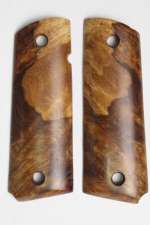 Custom 1911 grips made from stabilized wood for Full Size and Commander models