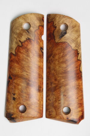 Custom 1911 grips made from stabilized wood for Full Size and Commander models