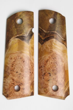 Custom 1911 grips made from stabilized wood for Full Size and Commander models